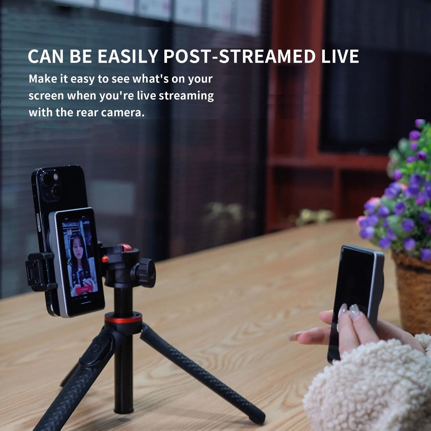 Magnetic Phone Vlog Monitor – Rear Camera Self-Timer for Live Streaming