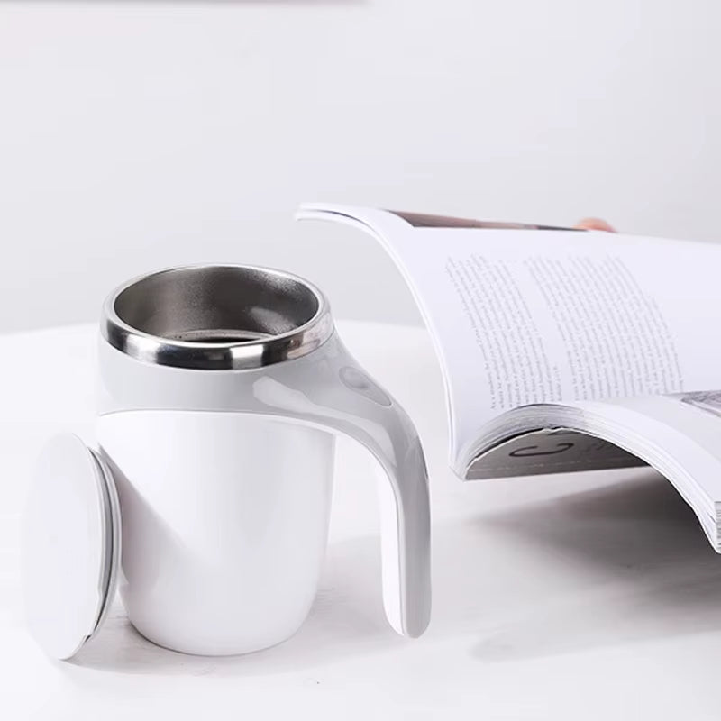 Rechargeable Automatic Stirring Mug - Portable Stainless Steel Electric Coffee Mixer with Magnetic Rotation for Home Use