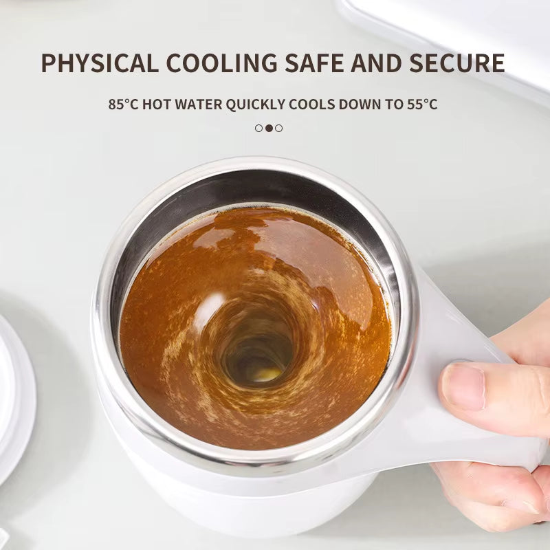 Rechargeable Automatic Stirring Mug - Portable Stainless Steel Electric Coffee Mixer with Magnetic Rotation for Home Use