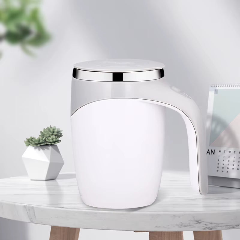 Rechargeable Automatic Stirring Mug - Portable Stainless Steel Electric Coffee Mixer with Magnetic Rotation for Home Use