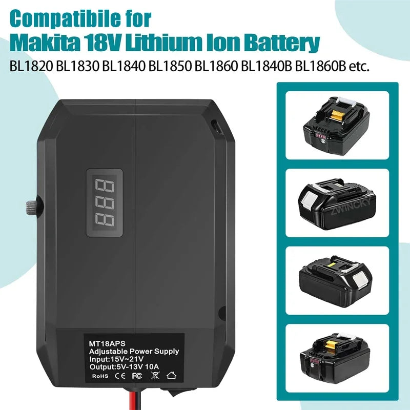 18V to 12V Battery Step-Down Converter Adapter with Car Socket