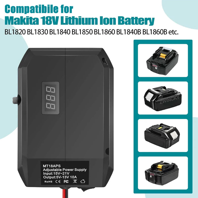 18V to 12V Battery Step-Down Converter Adapter with Car Socket