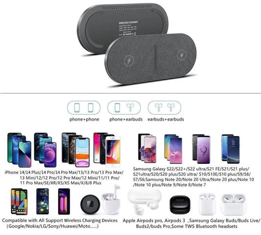 2-in-1 40W Wireless Fast Charging Dock for iPhone & Samsung