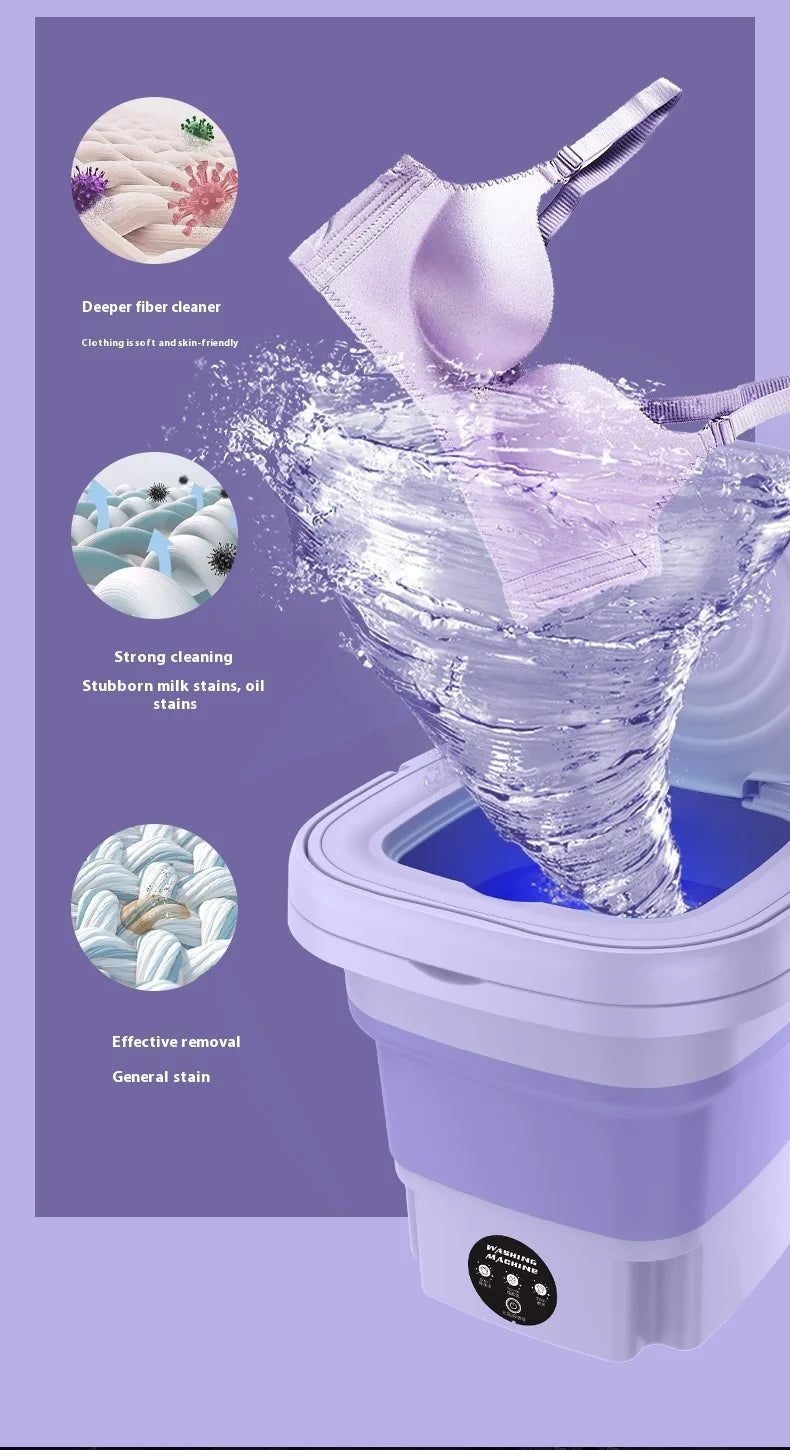 8L Portable Foldable Mini Washing Machine with Spin Dryer
