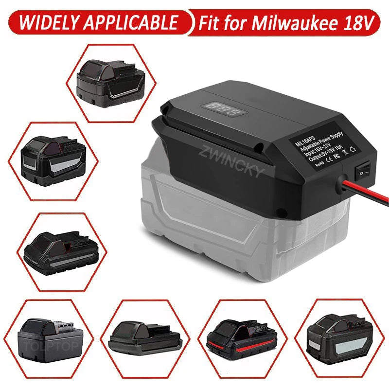 18V to 12V Battery Step-Down Converter Adapter with Car Socket
