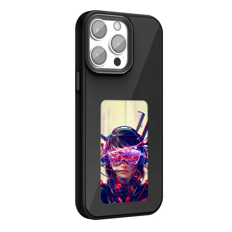 NFC E-Ink iPhone Case with 4-Color Display & Image Transfer (Battery-Free, iPhone 13/14/15 Pro Max)