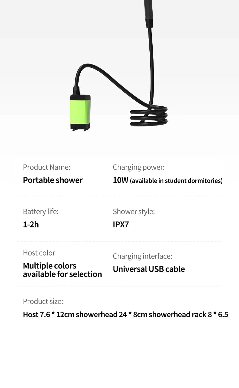 Smart Camping Shower Pump with Digital Display & 6000mAh Battery