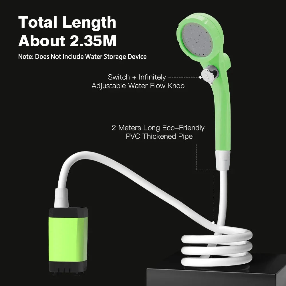 Smart Camping Shower Pump with Digital Display & 6000mAh Battery