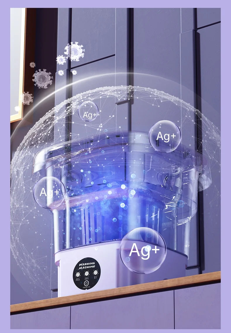 8L Portable Foldable Mini Washing Machine with Spin Dryer