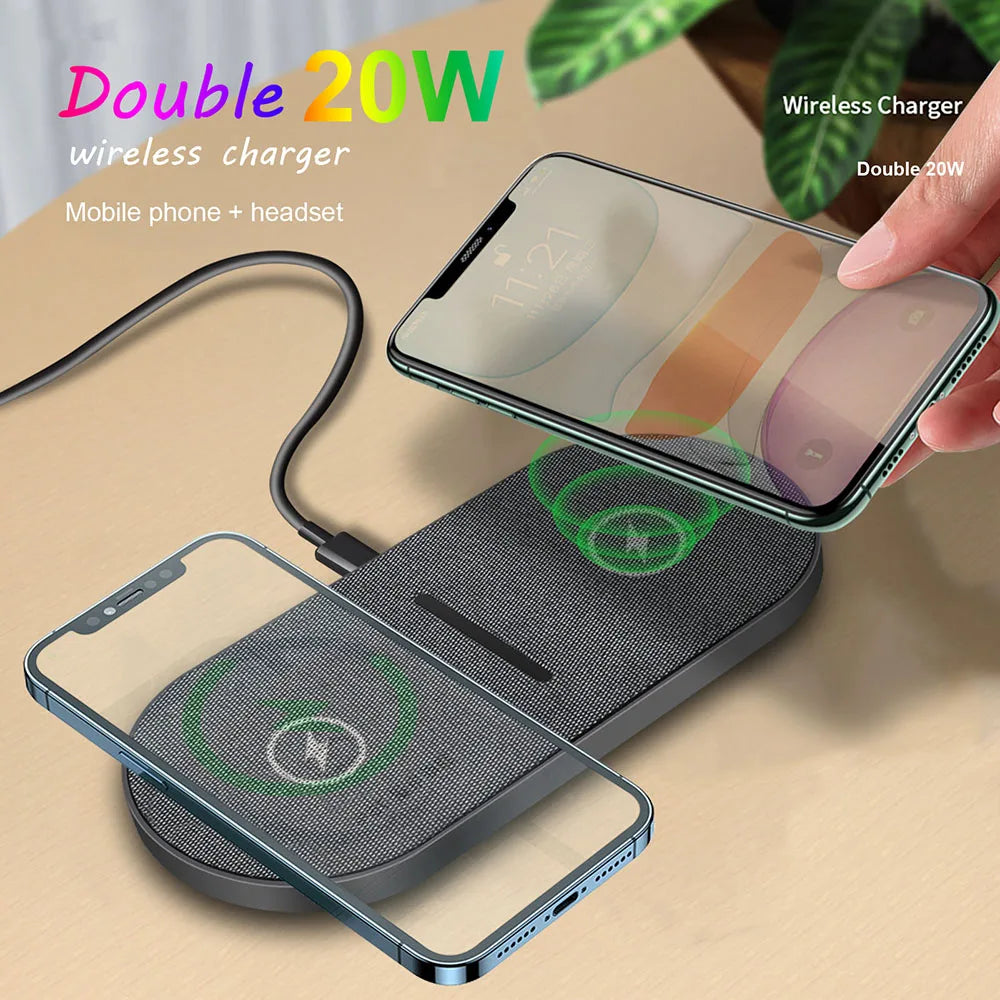2-in-1 40W Wireless Fast Charging Dock for iPhone & Samsung