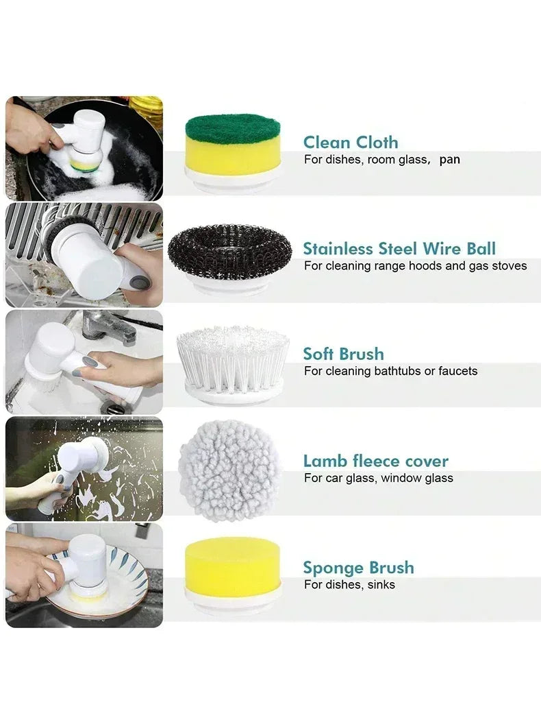 5-in-1 Cordless Electric Spin Scrubber for Deep Cleaning