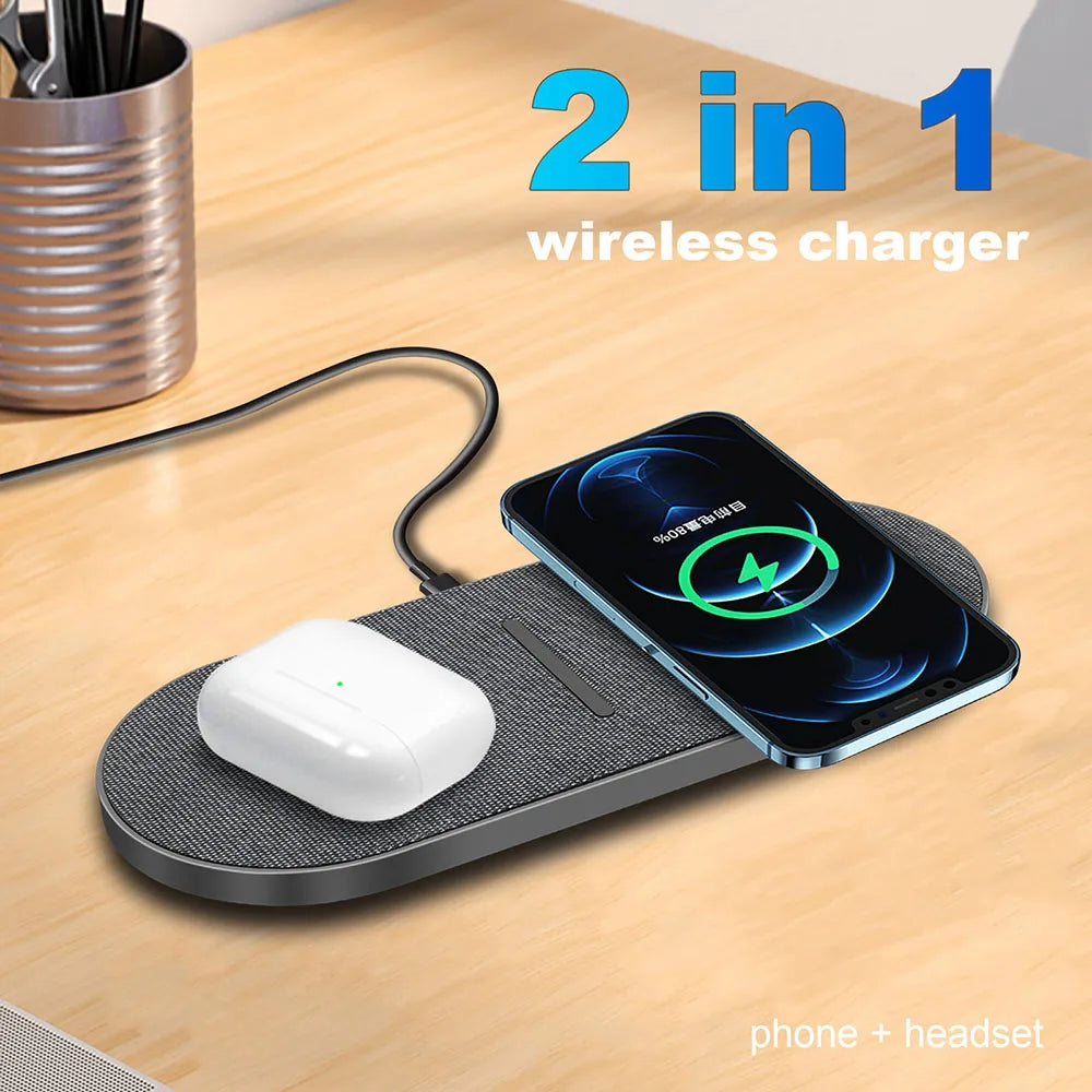 2-in-1 40W Wireless Fast Charging Dock for iPhone & Samsung