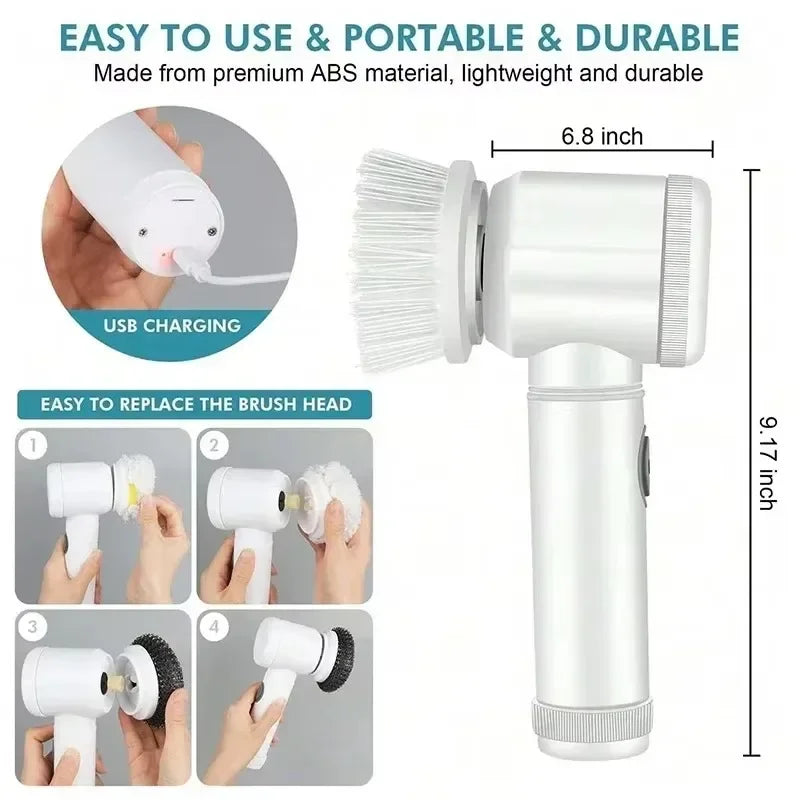 5-in-1 Cordless Electric Spin Scrubber for Deep Cleaning