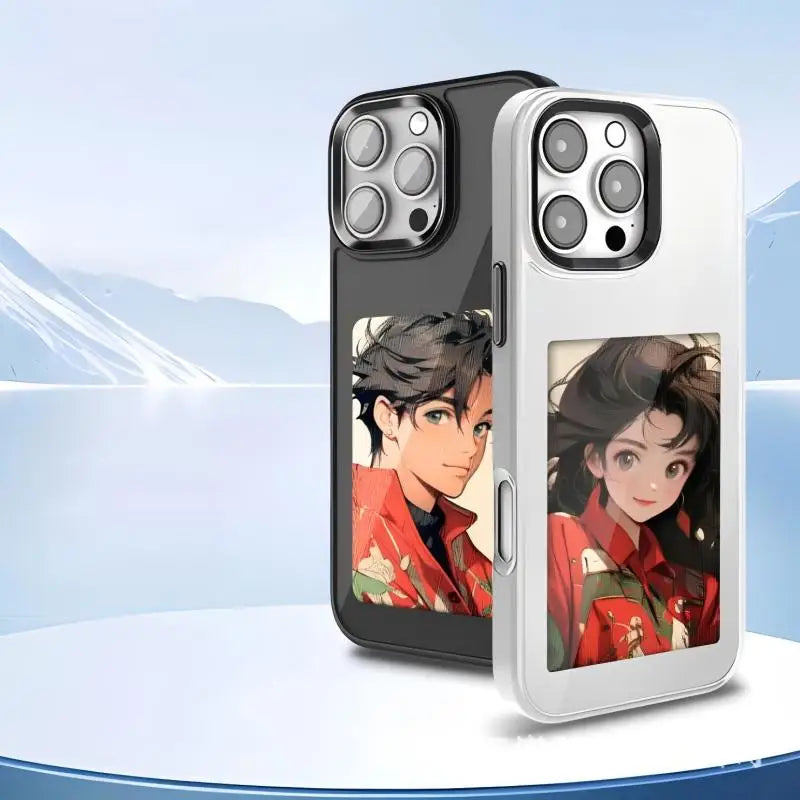 NFC E-Ink iPhone Case with 4-Color Display & Image Transfer (Battery-Free, iPhone 13/14/15 Pro Max)