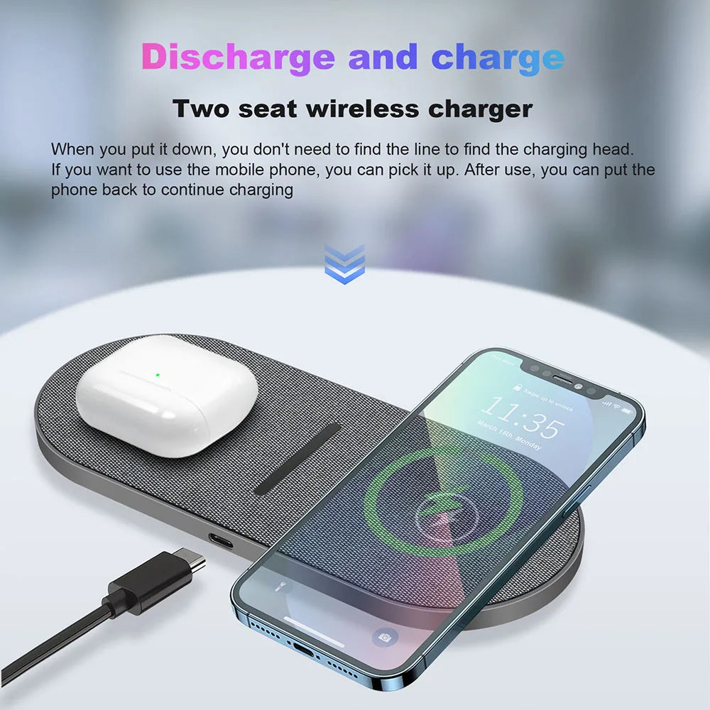 2-in-1 40W Wireless Fast Charging Dock for iPhone & Samsung