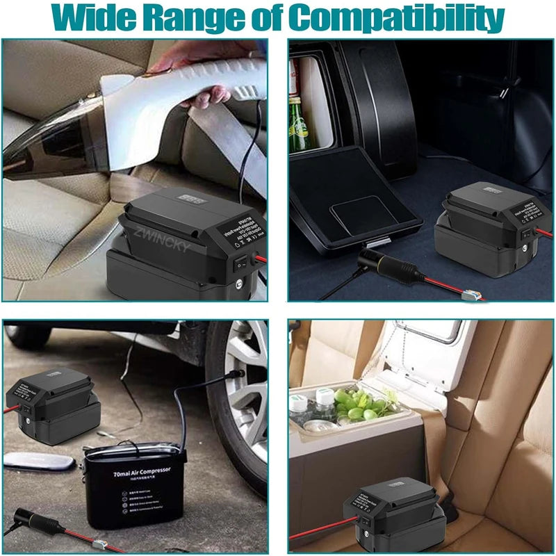 18V to 12V Battery Step-Down Converter Adapter with Car Socket