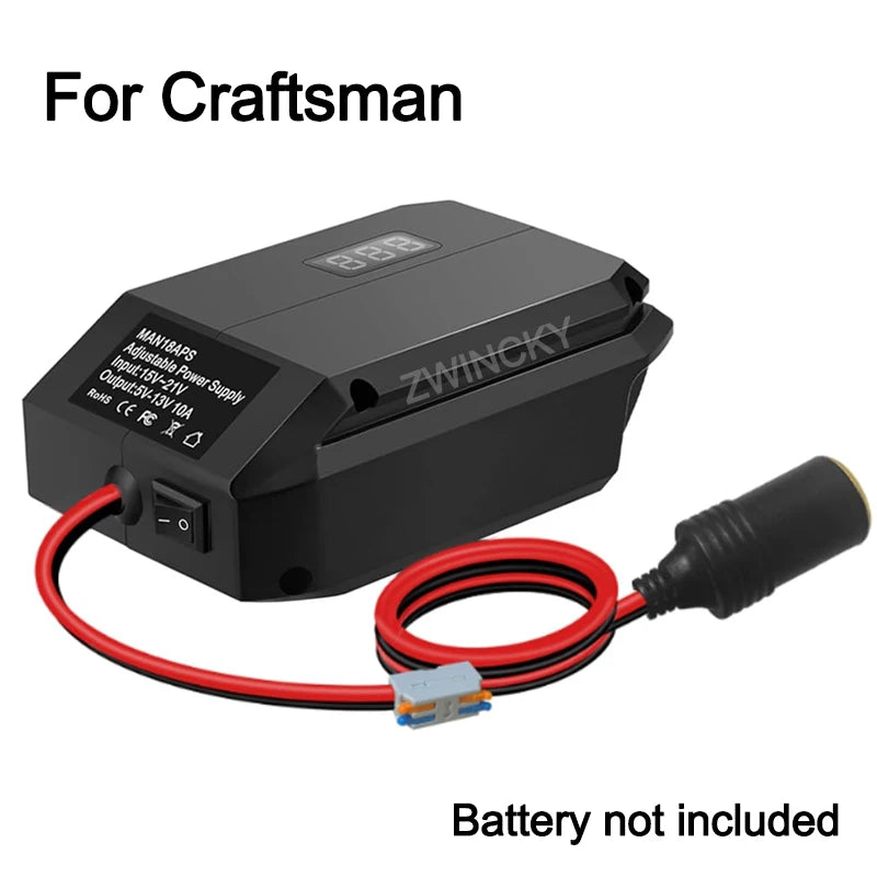 18V to 12V Battery Step-Down Converter Adapter with Car Socket