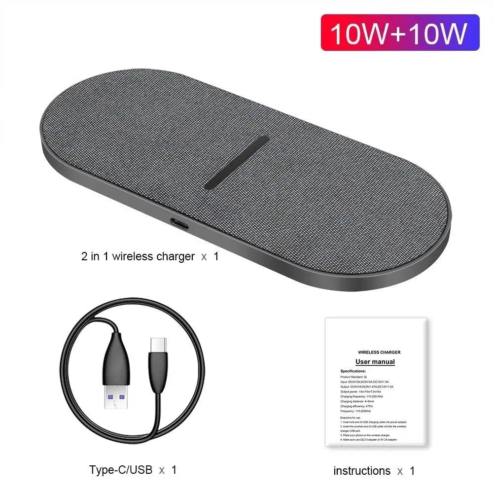 2-in-1 40W Wireless Fast Charging Dock for iPhone & Samsung