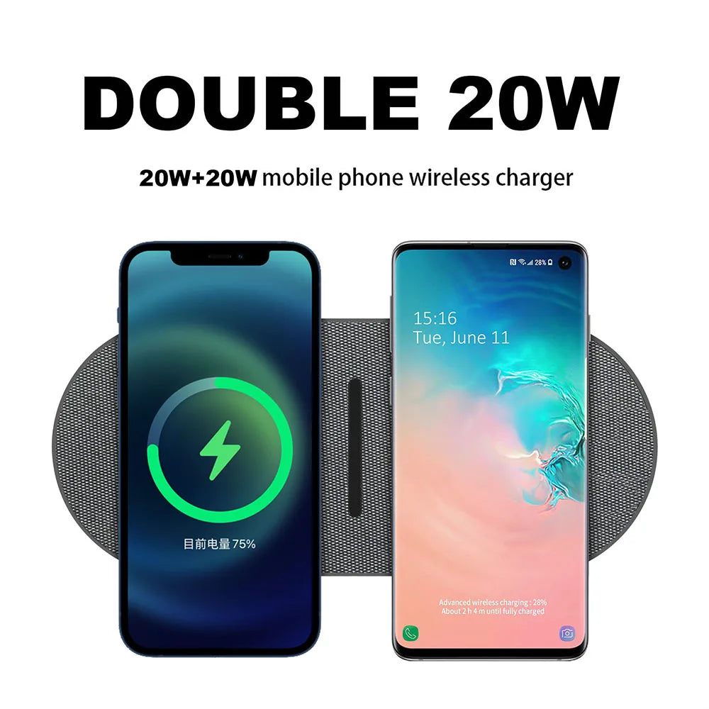 2-in-1 40W Wireless Fast Charging Dock for iPhone & Samsung