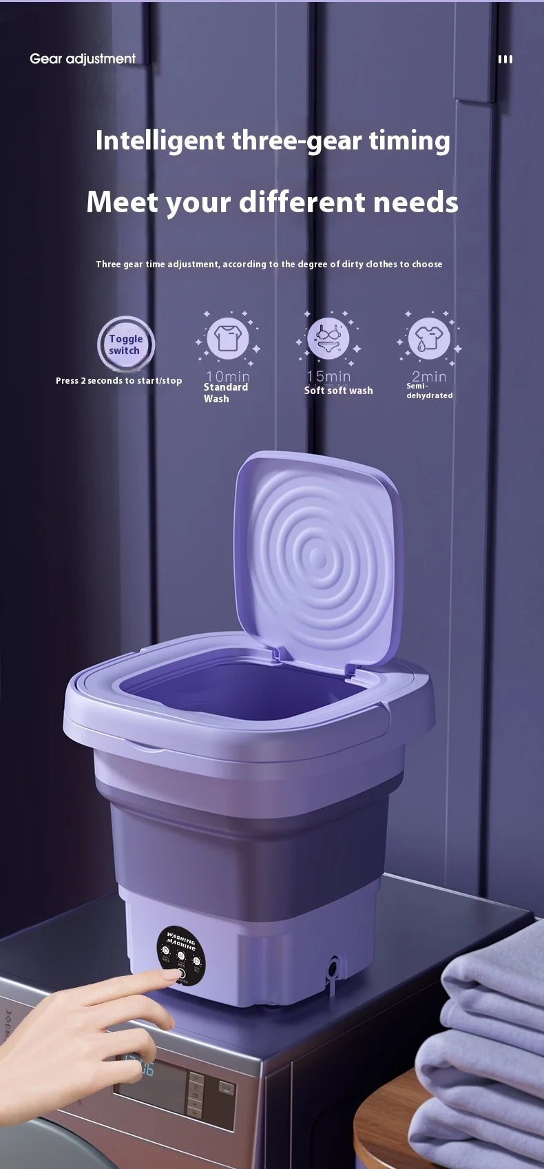 8L Portable Foldable Mini Washing Machine with Spin Dryer