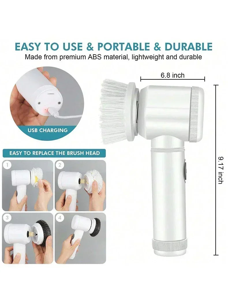 5-in-1 Cordless Electric Spin Scrubber for Deep Cleaning