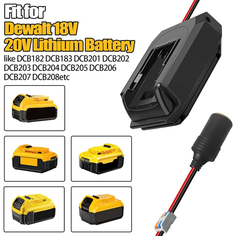 18V to 12V Battery Step-Down Converter Adapter with Car Socket