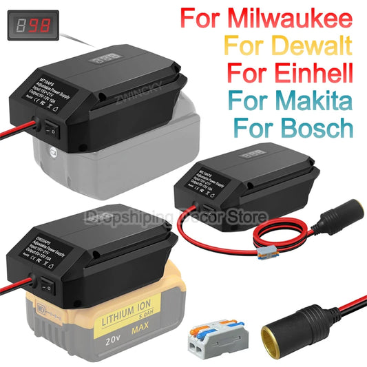18V to 12V Battery Step-Down Converter Adapter with Car Socket