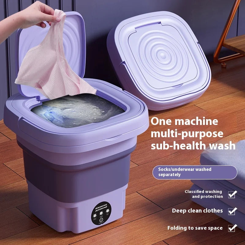 8L Portable Foldable Mini Washing Machine with Spin Dryer