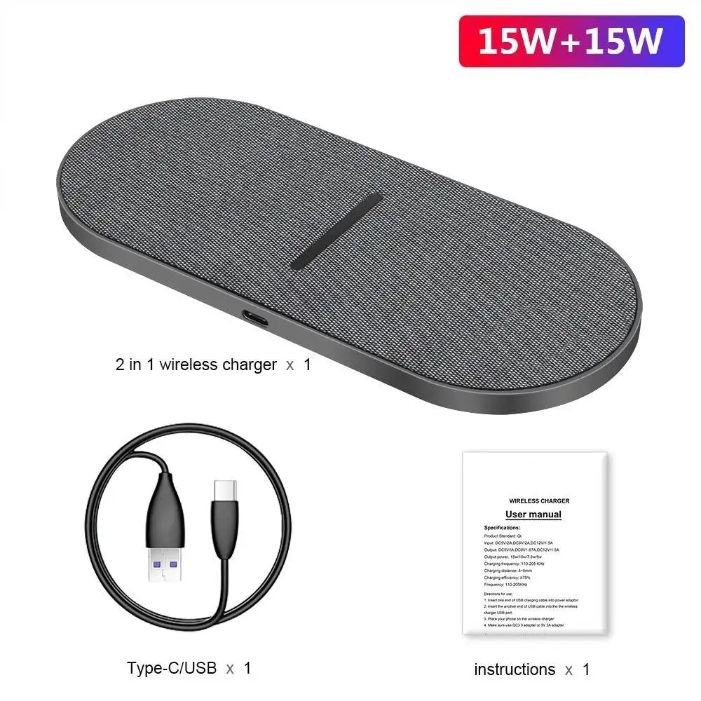 2-in-1 40W Wireless Fast Charging Dock for iPhone & Samsung