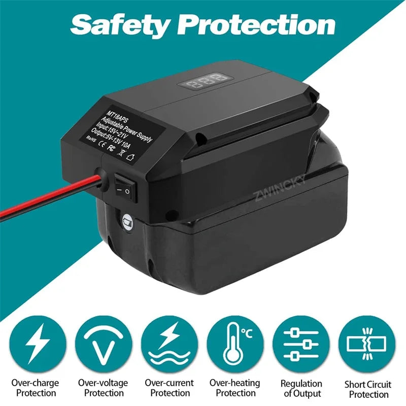 18V to 12V Battery Step-Down Converter Adapter with Car Socket