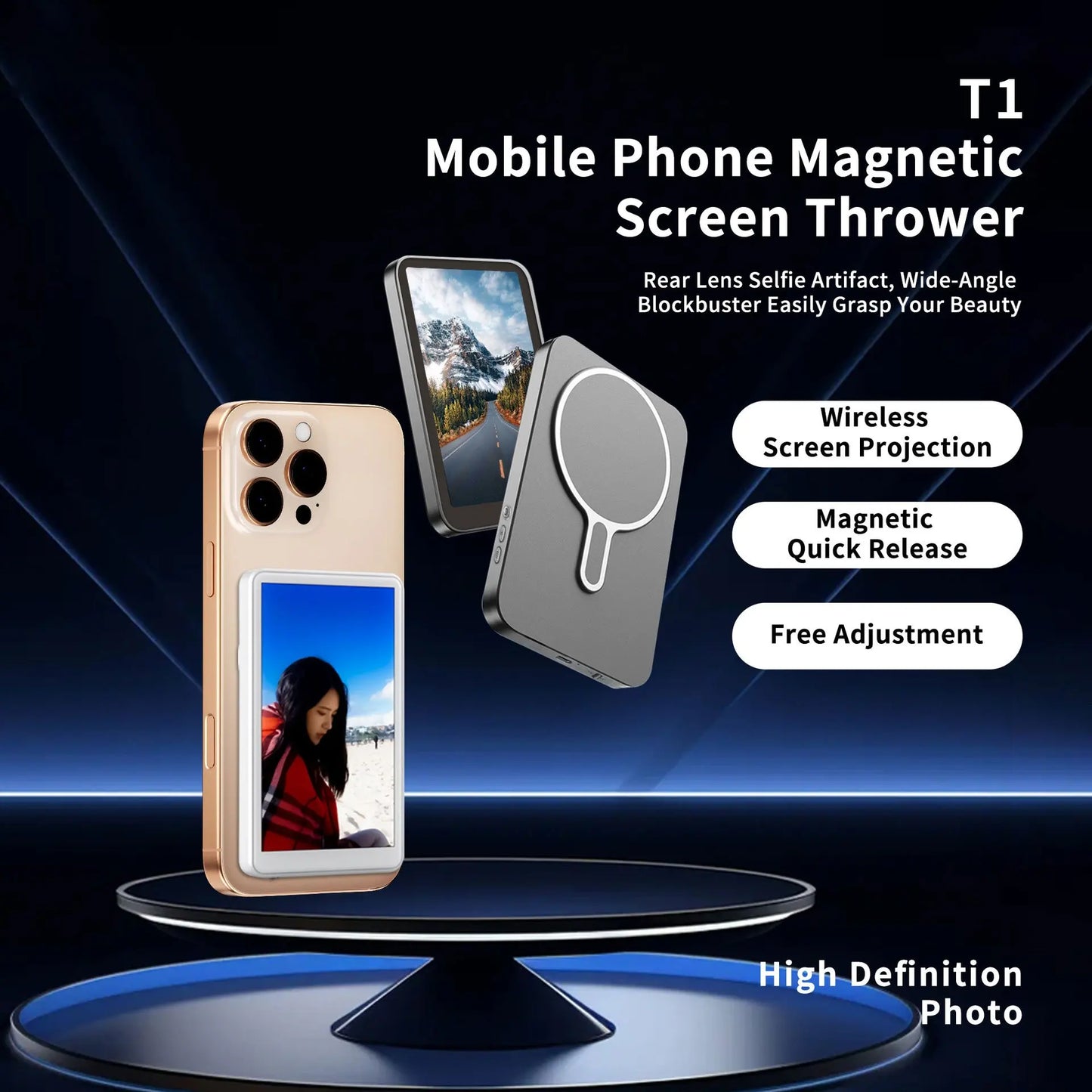 Magnetic Phone Vlog Monitor – Rear Camera Self-Timer for Live Streaming
