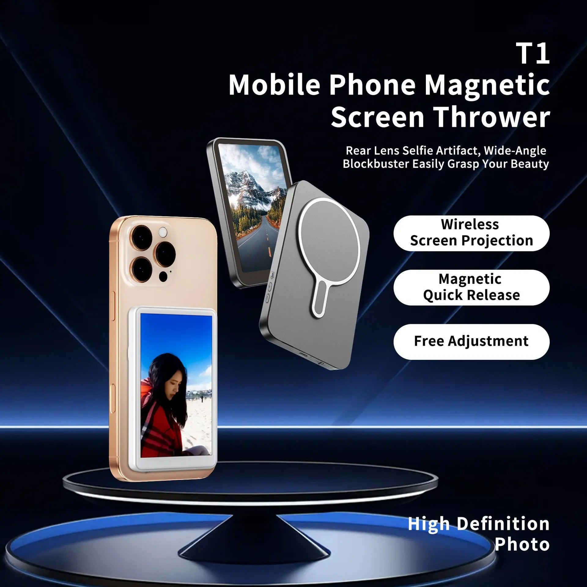 Magnetic Phone Vlog Monitor – Rear Camera Self-Timer for Live Streaming