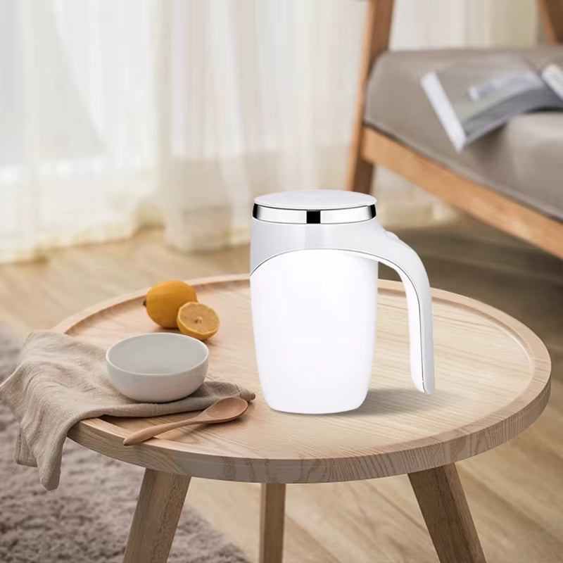 Rechargeable Automatic Stirring Mug - Portable Stainless Steel Electric Coffee Mixer with Magnetic Rotation for Home Use